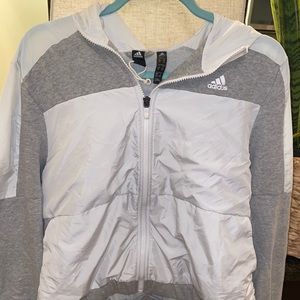Adidas white zip up windbreaker